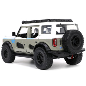 2021 Ford Bronco Gray And White With Matt Black Hood With Roof Rack M2 Motoring Just Trucks Series 1/24 Diecast Model Ca