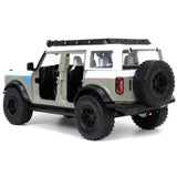 2021 Ford Bronco Gray And White With Matt Black Hood With Roof Rack M2 Motoring Just Trucks Series 1/24 Diecast Model Ca