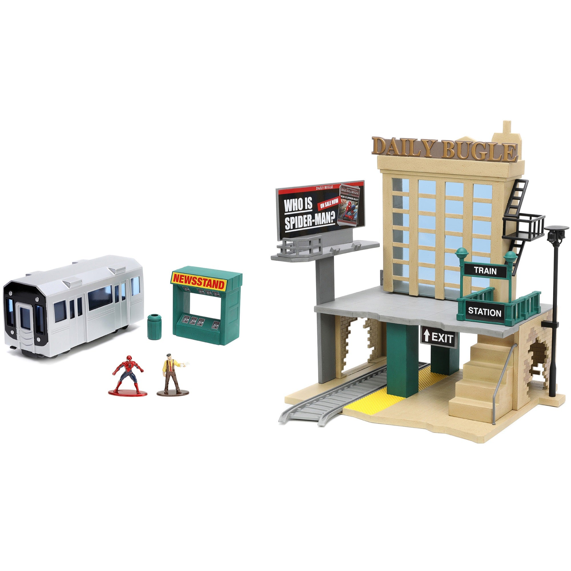 'Daily Bugle'' And Subway Diorama Set With Spider-Man And J. Jonah Jameson Diecast Figures ''Marvel'S Spider-Man'' ''Nano Scene