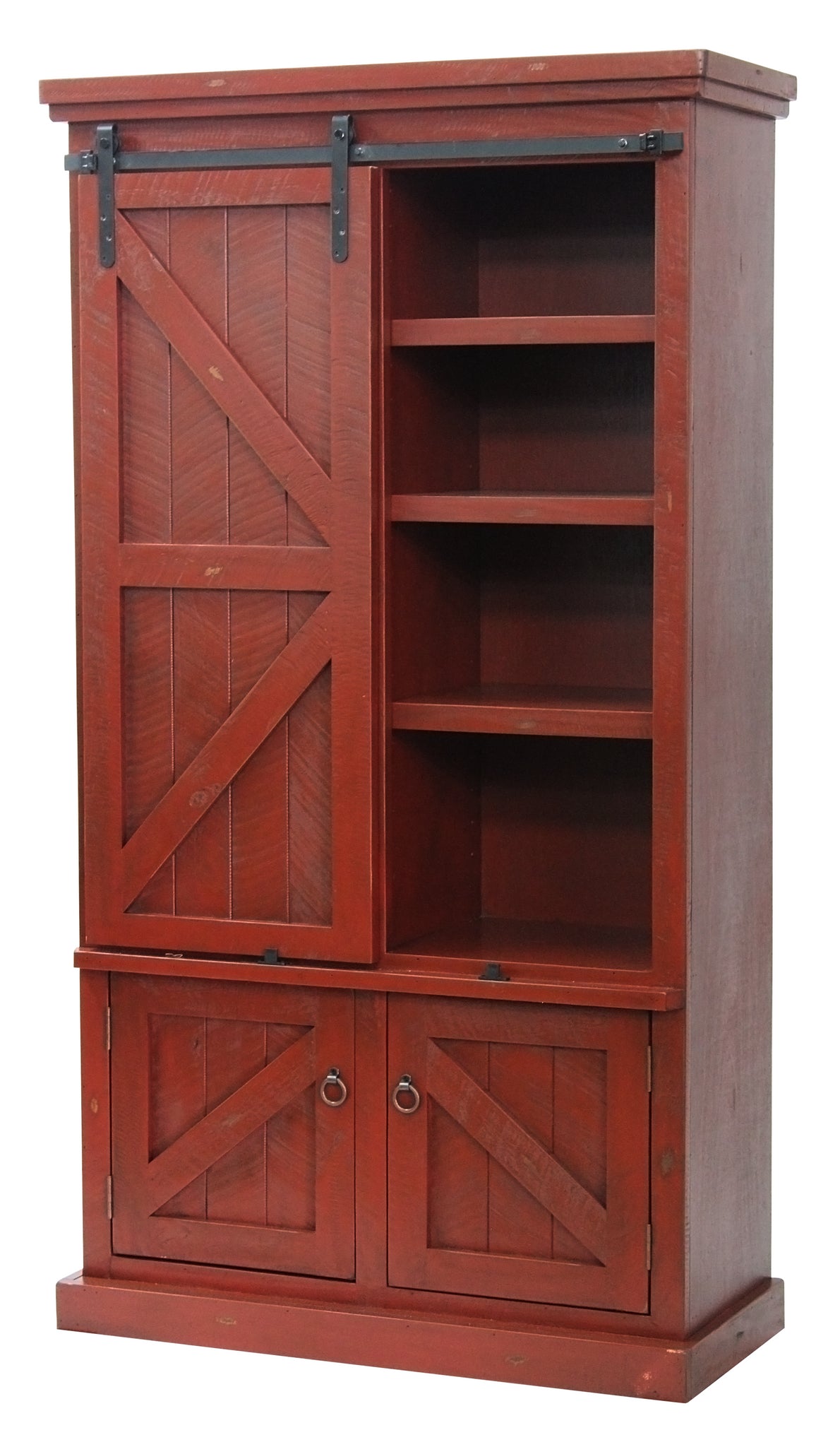 Rustic Winsome Pantry In Rustic Red