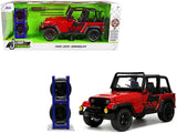 1992 Jeep Wrangler DV8 OffRoad Red with Matt Black Stripes with Extra Wheels Just Trucks Series 1/24 Diecast Model Car by Jad