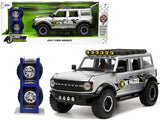 2021 Ford Bronco Gray Metallic KC HiLiTES with Extra Wheels Just Trucks Series 1/24 Diecast Model Car by Jada