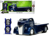 1947 Ford COE Flatbed Truck Dark Blue Metallic with White Top The Famous Motor Cars with Extra Wheels Just Trucks Series 1/2