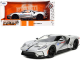 2017 Ford GT #17 Silver Metallic with Black Stripes Ford Performance Bigtime Muscle Series 1/24 Diecast Model Car by Jada