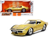 1969 Chevrolet Corvette Stingray ZL1 Gold Metallic with Black Stripe Bigtime Muscle Series 1/24 Diecast Model Car by Jada