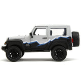 2007 Jeep Wrangler Gray and Black with Blue and White Stripes with Extra Wheels Just Trucks Series 1/24 Diecast Model Car by J