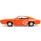 1968 Dodge Charger R/T SRT Orange with White Stripes and Graphics Bigtime Muscle Series 1/24 Diecast Model Car by Jada