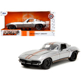 1966 Chevrolet Corvette Silver Metallic with Bronze Stripes Bigtime Muscle Series 1/24 Diecast Model Car by Jada