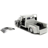 1956 Ford F100 Pickup Truck Tan and Gray Metallic and Guile Diecast Figure Street Fighter Video Game Anime Hollywood Rides 