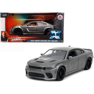 2021 Dodge Charger Srt Hellcat Gray Metallic Fast X (2023) Movie Fast & Furious Series 1/24 Diecast Model Car By Jada