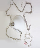 16"W Plug In Swag Milky White Glass Pendant Light Polished Nickel Finish