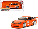 Porsche 911 GT3 RS (996) #008 Bridgestone Orange Metallic with White Graphics HyperSpec Series 1/24 Diecast Model Car by Ja