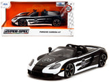 Porsche Carrera GT Convertible #05 Black with White Graphics HyperSpec Series 1/24 Diecast Model Car by Jada