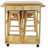 Breakfast Cart With Drop-Leaf Table-Natural