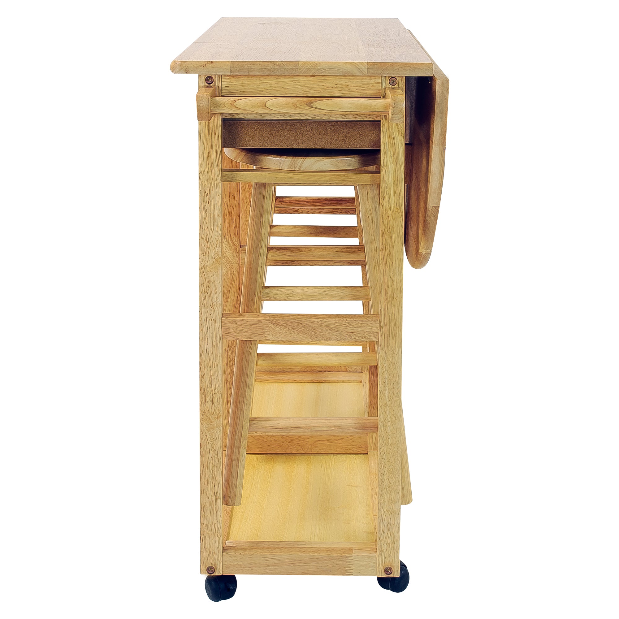 Breakfast Cart With Drop-Leaf Table-Natural