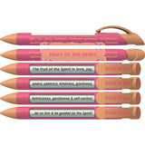 Greeting Pen Fruit of the Spirit Scripture Pens, Scripture Verses with Rotating Messages, 6 Pen Set (36049)