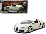 2011 Bugatti Veyron White and Tan Furious 7 (2015) Movie 25 Years of Fast & Furious Series 1/24 Diecast Model Car by Jada