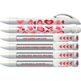 Love Pen by Greeting Pen Magenta Red Hearts Rotating Message 6 Pen Set 36574
