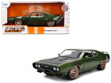 1972 Plymouth GTX Green Metallic with Matt Black Hood and Gold Stripes Bigtime Muscle Series 1/24 Diecast Model Car by Jada