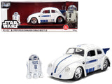 1959 Volkswagen Drag Beetle White with Graphics and R2D2 Figure Star Wars Franchise Hollywood Rides Series 1/24 Diecast Mod