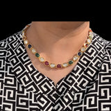 DNS205 Bhanu navratan necklace with earrings in real gemstones ( READY TO SHIP )