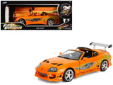 1993 Toyota Supra Orange with Graphics The Fast and the Furious (2001) Movie 25 Years of Fast & Furious Series 1/18 Diecast 
