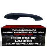Exterior Door Handle Black Replacement for Dodge Dart (2013-2016) / Jeep Cherokee (2014-2025) OE Part # 1SZ26DX8AH, 1SZ26DX8AC | Front Right Passenger Side w/o Keyhole