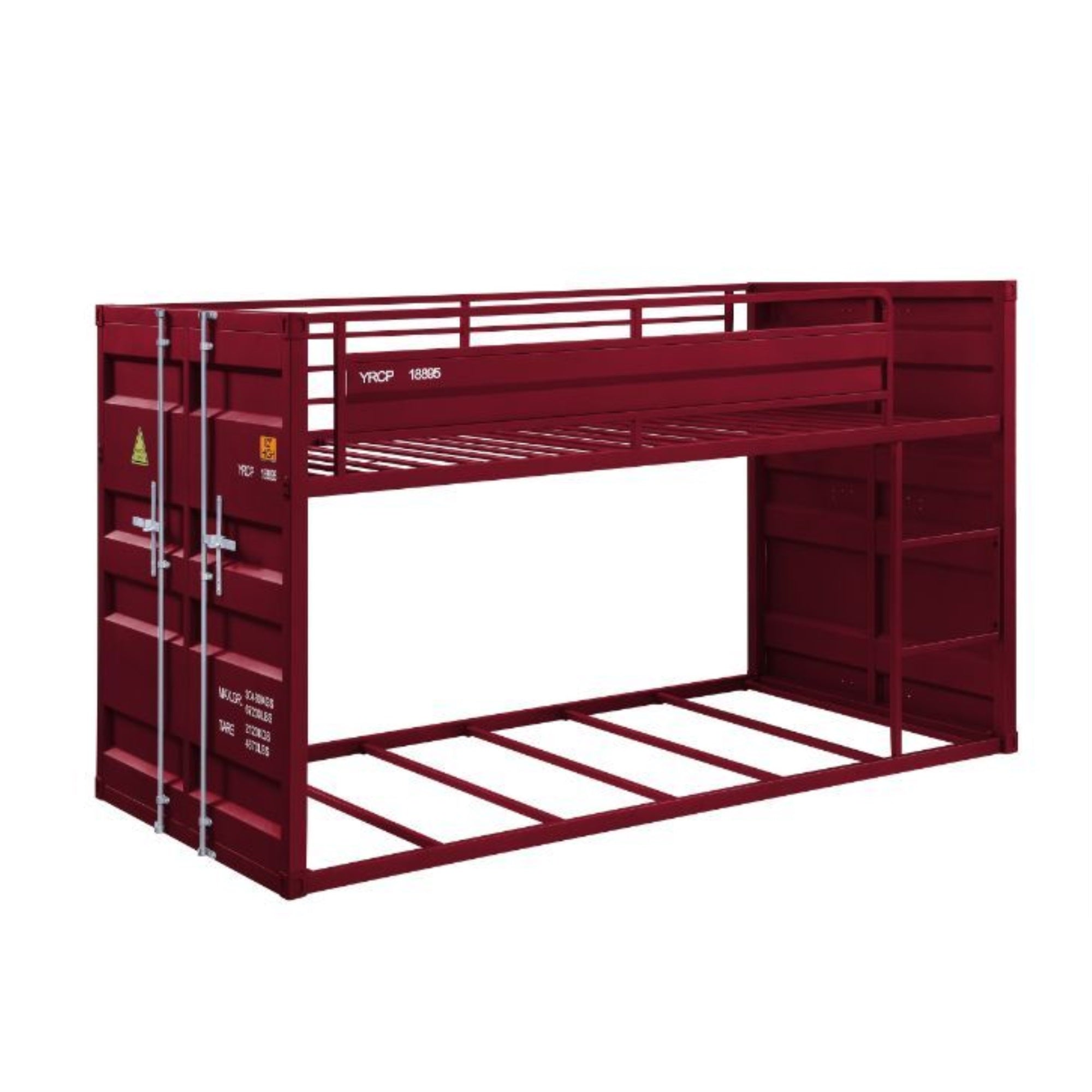 Twin/Twin Bunk Bed, Red Finish