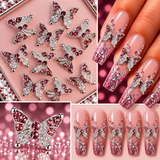 Queen - Nail Charms 10pc - #153 Silver Butterflies w/ Purple Stones