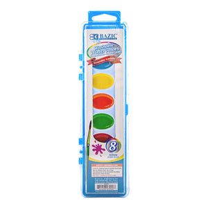 Bazic 8 Ct. Semi Moist Watercolor W/ Brush / Box Qty - 24
