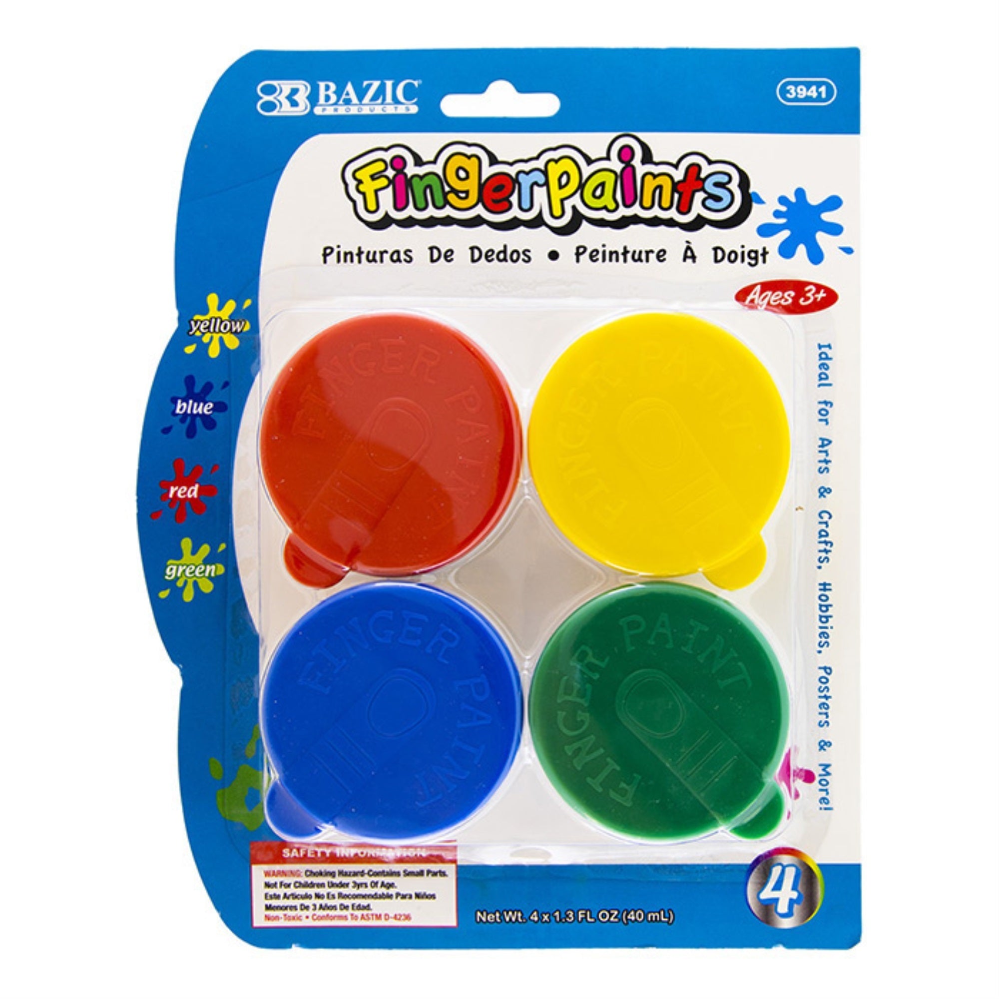 Bazic 1.35 Fl Oz (40 Ml) 4 Color Fingerpaint / Box Qty - 24