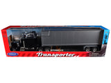 Peterbilt 379 Truck Black with Silver Container Transporter Series 1/32 Diecast Model by Welly