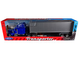 Peterbilt 379 Truck Blue Metallic with Silver Container Transporter Series 1/32 Diecast Model by Welly