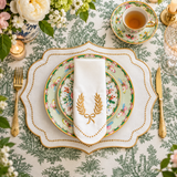 LUNA IVORY GOLD TRIM PLACEMAT & NAPKIN SET (Set Of 4)