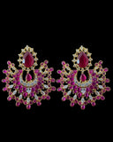 DJET96 Subhana gold plated chandbali earrings tika set -Ruby ( READY TO SHIP )