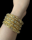 B808 Amira sapphire pearls bangles - set of 4 ( READY TO SHIP )