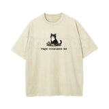 Rage Consumes Me Funny Cat Meme T-Shirt – Oversized Unisex Vintage Washed Graphic Tee, Sarcastic Animal Streetwear Top