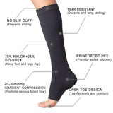 Open-Toe Knee-High Compression Socks, 20-30 mmHg