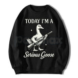 Serious Goose Graphic Shirt – Quirky Animal Art Hoodie & Funny Slogan Streetwear Sweatshirt