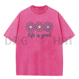 Holafish Acid Wash Daisy Print T-Shirt