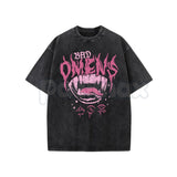 Bad Omen Interesting Trendy Style Washed Shirt – Dark Aesthetic Surrealist Streetwear Tee