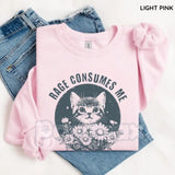 Rage Consumes Me Sweatshirt | Dark Aesthetic Goth Crewneck | Grungy Alt Streetwear Jumper | Edgy Metal Style Graphic Sweatshirt