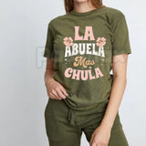 "La Abuela Más Chula" Spanish Graphic Tee – Premium 100% Cotton Grandmother Gift, Cute Floral Abuela Portrait Shirt, Soft Lived-In Heavyweight Latina Fashion, Made in USA