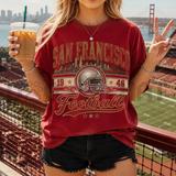 Vintage San Francisco 49ers 1946 Football T-Shirt - Retro Red & Gold Helmet Graphic Tee