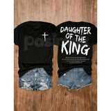 "Daughter of the King" Women's Christian T-Shirt - Inspirational Faith-Based Graphic Tee, Premium 100% Cotton Religious Gift for Her, Minimalist Scripture-Inspired Crown Top, Empowering Grace-Filled Apparel, Soft Lived-In Christian Streetwear