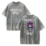 Spicy Brain Skull T-Shirt – Funny Neurospicy Mental Health Graphic Tee, Vintage Washed Edgy Skeleton Lightweight Cotton Meme Top