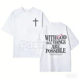 "With God All Things Are Possible" Men's Christian T-Shirt - Bible Verse Matthew 19:26 Graphic Tee, Premium 100% Cotton Scripture Top, Inspirational Religious Gift for Him, Faith-Based Men's Fashion, Soft Lived-In Christian Apparel