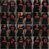 Zodiac Astrology Breathable Athletic V-Neck Jersey – Front & Back Print Short Sleeve Sportswear