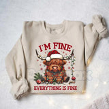 Christmas Lights Cow Sweatshirt | Funny Highland Cow Shirt | Festive Animal Crewneck | Cute Xmas Farm Gift Jumper
