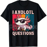 "I Axolotl Questions" Retro Graphic T-Shirt – Funny Science Pun Tee, Premium 100% Cotton Cute Animal Top, Soft Lived-In Heavyweight Biology Nerd Shirt, Made in USA